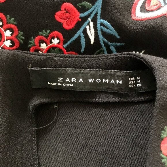 Zara Sleeveless Black Shift Dress with Embroideries,   size M - Picture 9 of 15